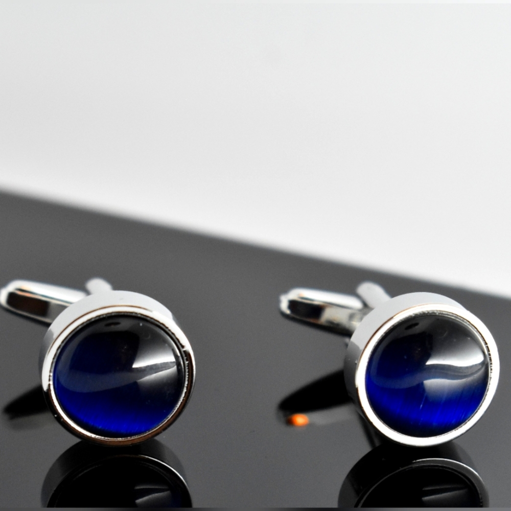 Blue Cat Eye Cuff Links